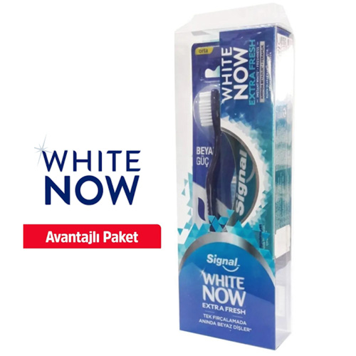 Signal White Now 75 Ml Diş Macunu Extra Fresh ve Beyaz Güç Fırçası Bir Arada